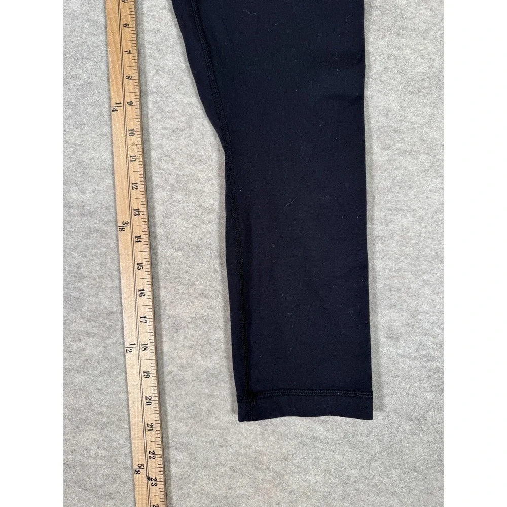 Lululemon Leggings Womens 4 Black Capri Foldover Waist Yoga Athletic Gym Stretch